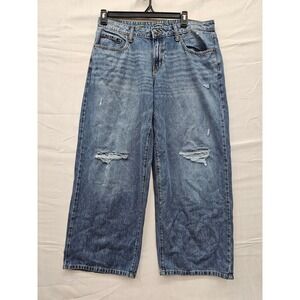 Wild Fable Low-Rise Baggy Jeans Blue Distressed Rigid Denim 14 Short 7137WL/BLUE